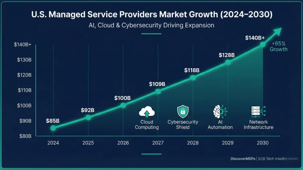 U.S. managed service providers market growth chart 2024 to 2030